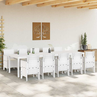 Set da Pranzo per Giardino con cuscino 11 pcs Bianco