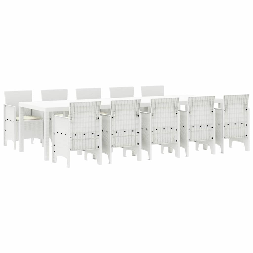 Set da Pranzo per Giardino con cuscino 11 pcs Bianco