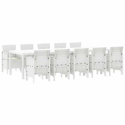 Set da Pranzo per Giardino con cuscino 11 pcs Bianco