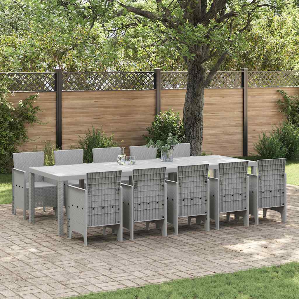 Set da Pranzo per Giardino 11 pcs Grigio chiaro Polipropilene