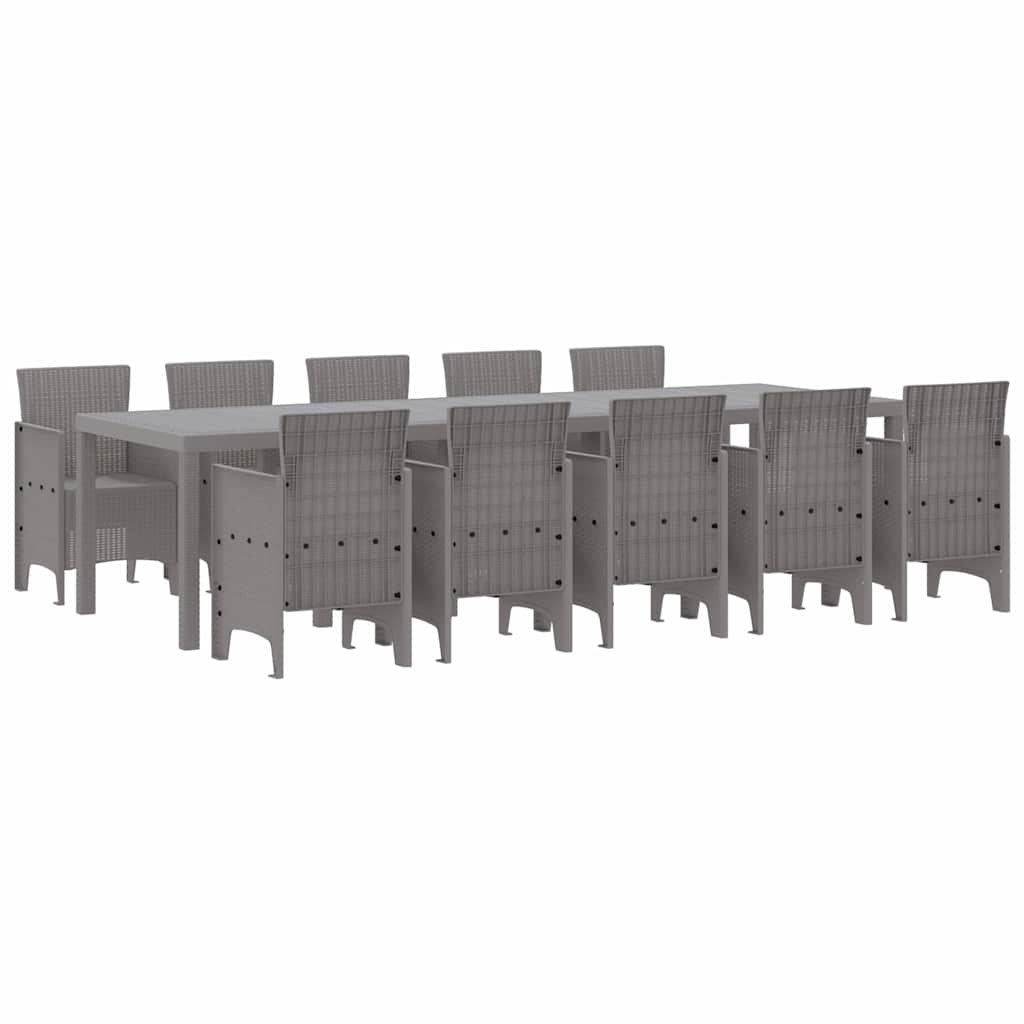 Set da Pranzo per Giardino 11 pcs Grigio chiaro Polipropilene