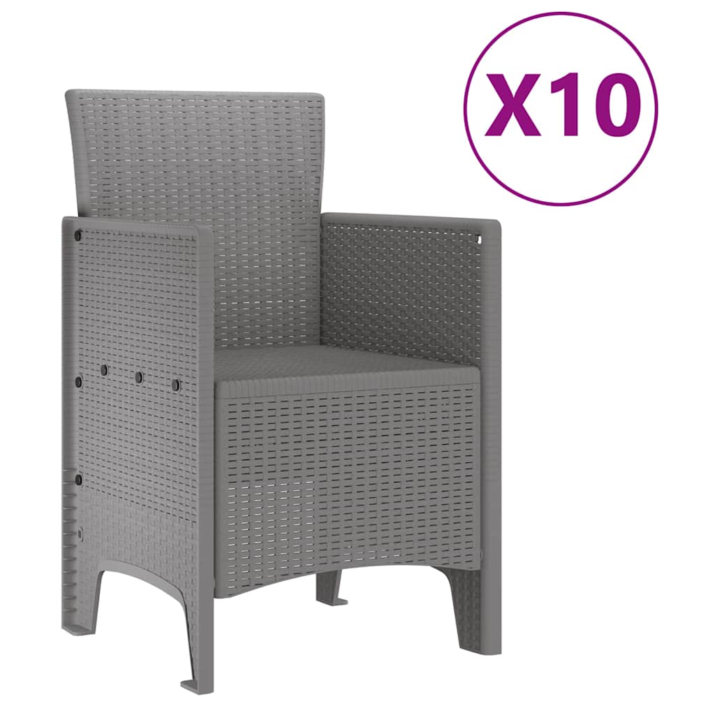 Set da Pranzo per Giardino 11 pcs Grigio chiaro Polipropilene
