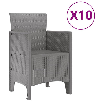 Set da Pranzo per Giardino 11 pcs Grigio chiaro Polipropilene