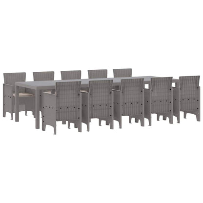 Set da Pranzo per Giardino 11 pcs Grigio chiaro Poly Rattan