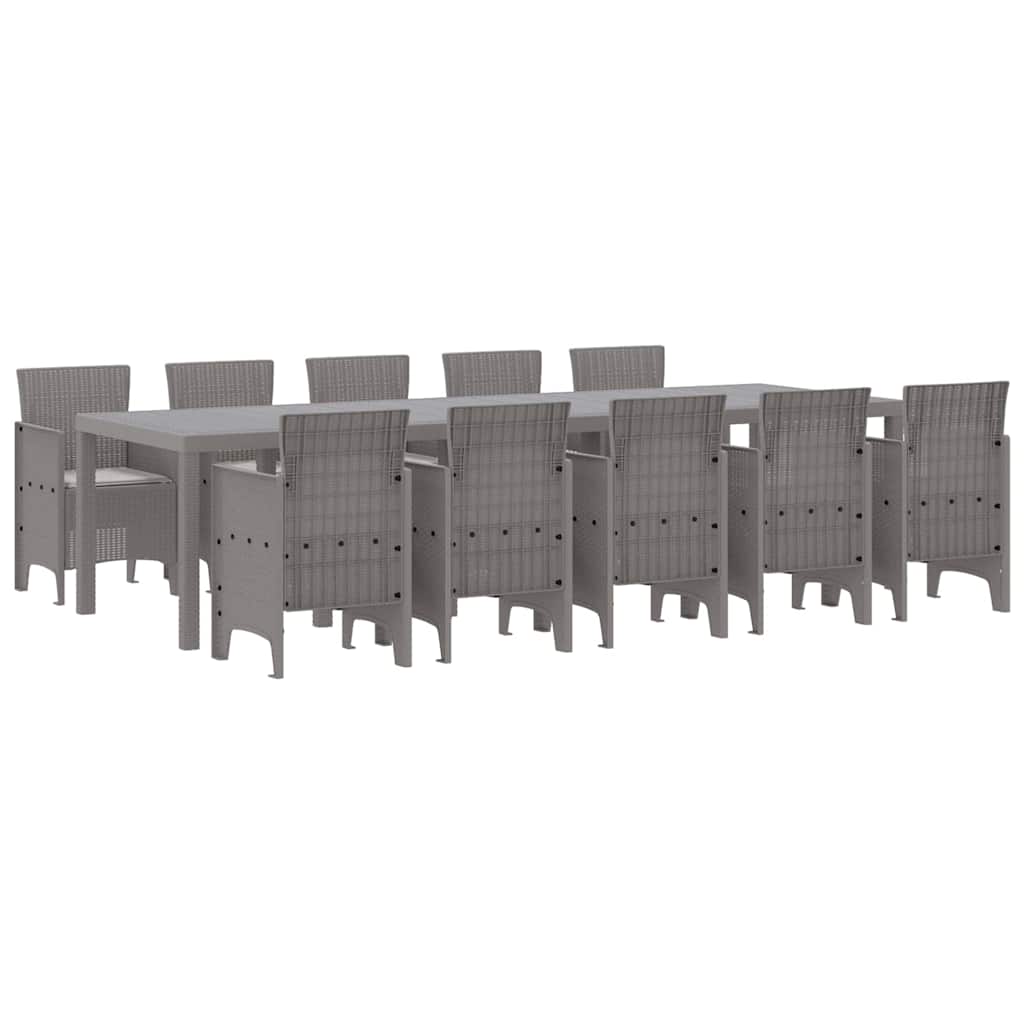 Set da Pranzo per Giardino con cuscino 11 pcs Grigio chiaro