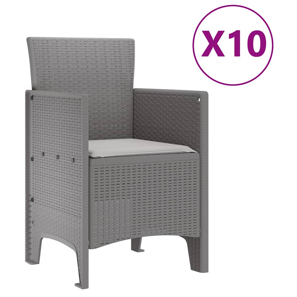 Set da Pranzo per Giardino con cuscino 11 pcs Grigio chiaro