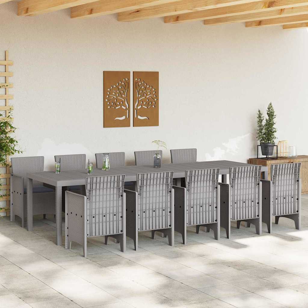 Set da Pranzo per Giardino 11 pcs Grigio chiaro e Antracite