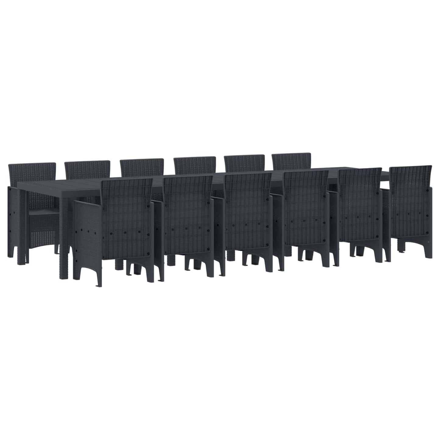 Set da Pranzo per Giardino 13 pcs Antracite Rattan Polt