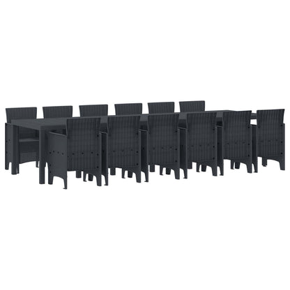 Set da Pranzo per Giardino 13 pcs Antracite Rattan Polt