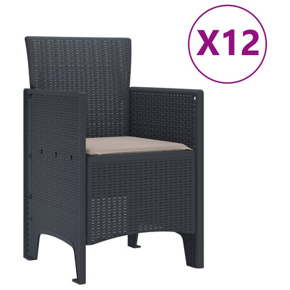 Set da Pranzo per Giardino 13 pcs Antracite Rattan Polt