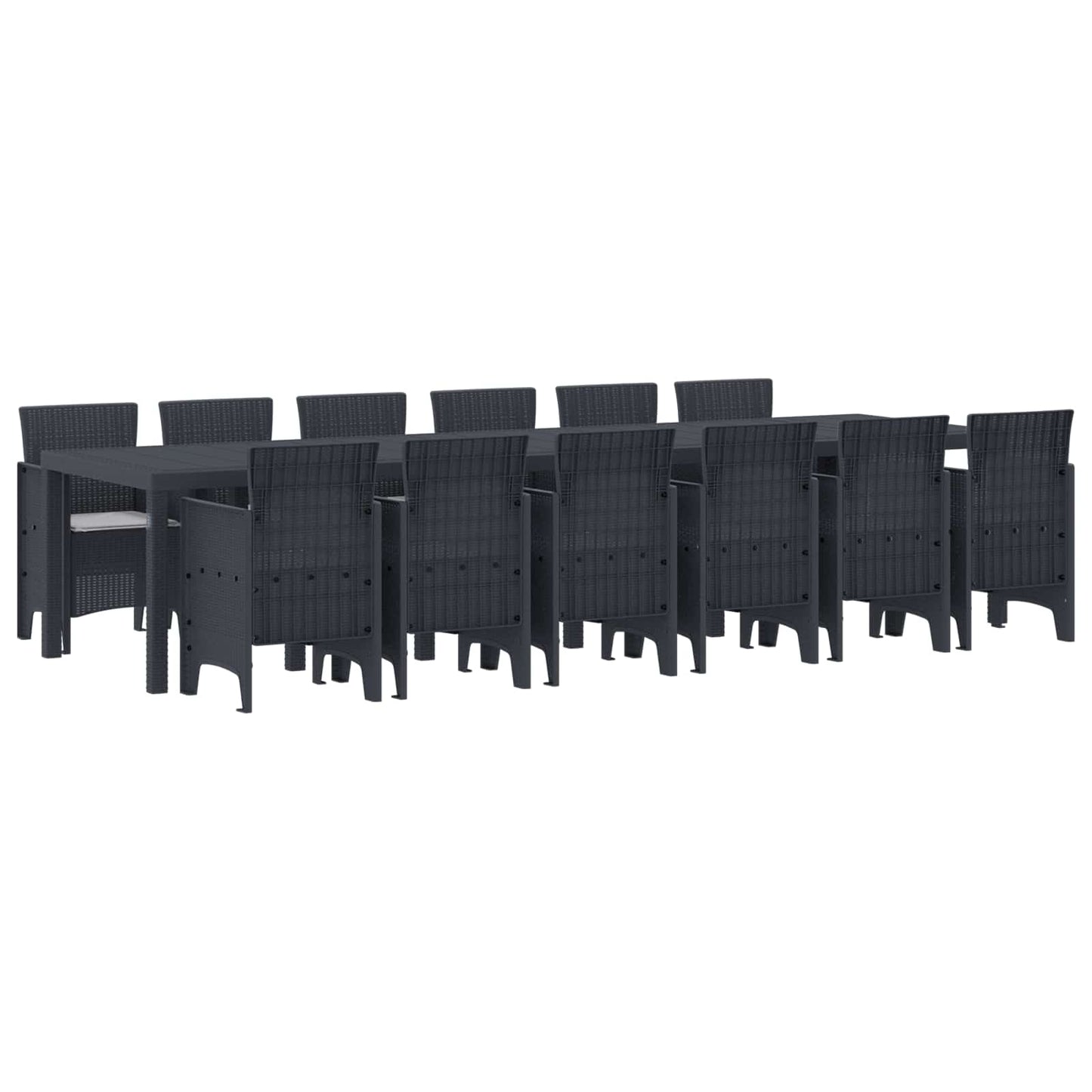 Set da Pranzo per Giardino 13 pcs Antracite Rattan Polt