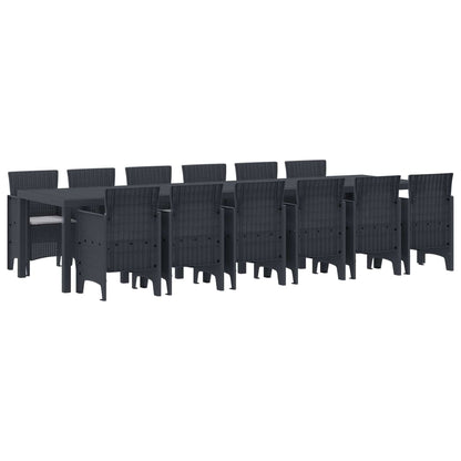 Set da Pranzo per Giardino 13 pcs Antracite Rattan Polt