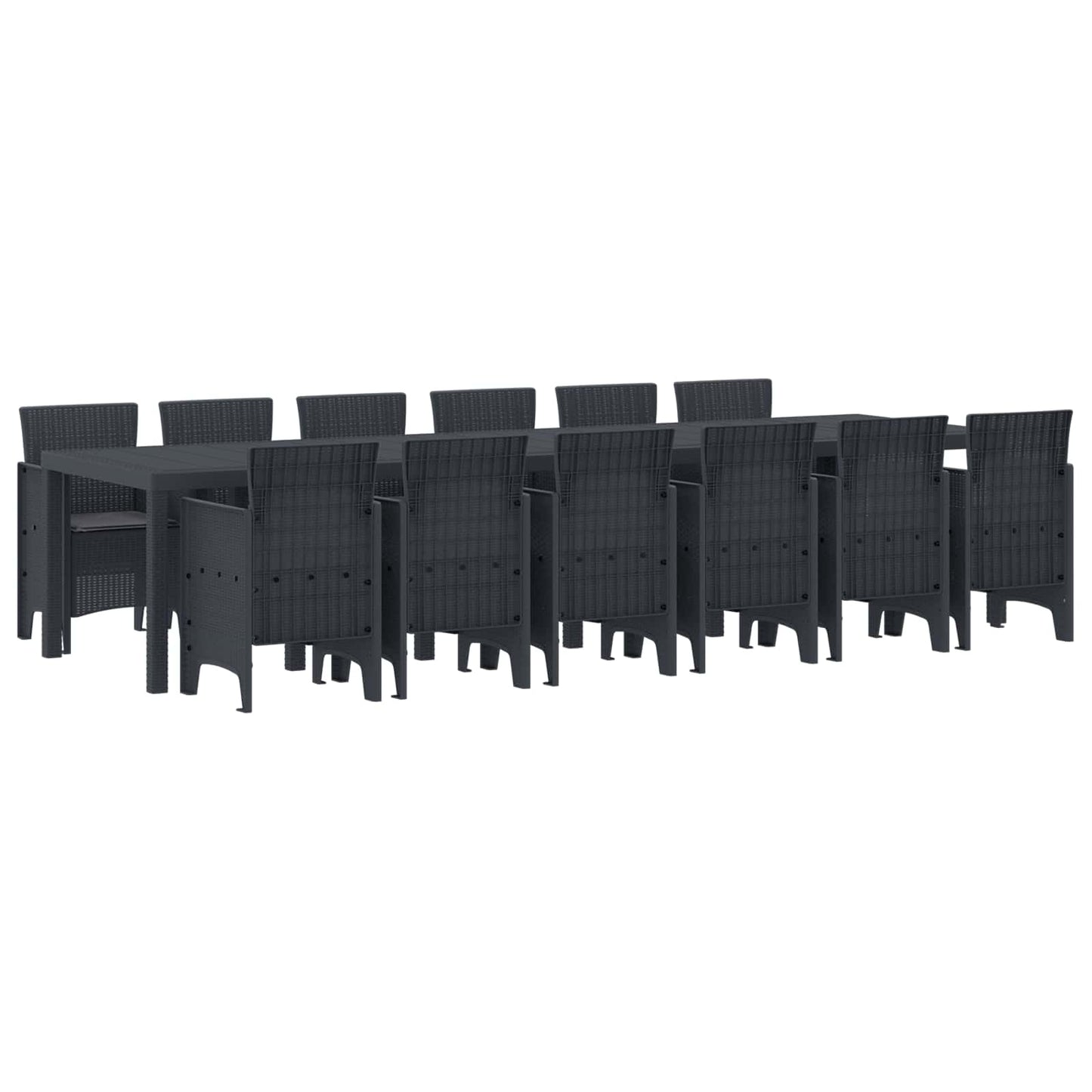 Set da Pranzo per Giardino 13 pcs Antracite Rattan Polt