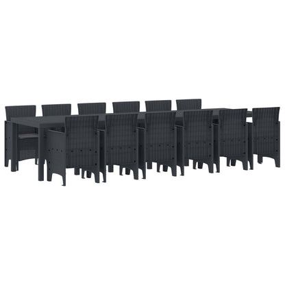 Set da Pranzo per Giardino 13 pcs Antracite Rattan Polt