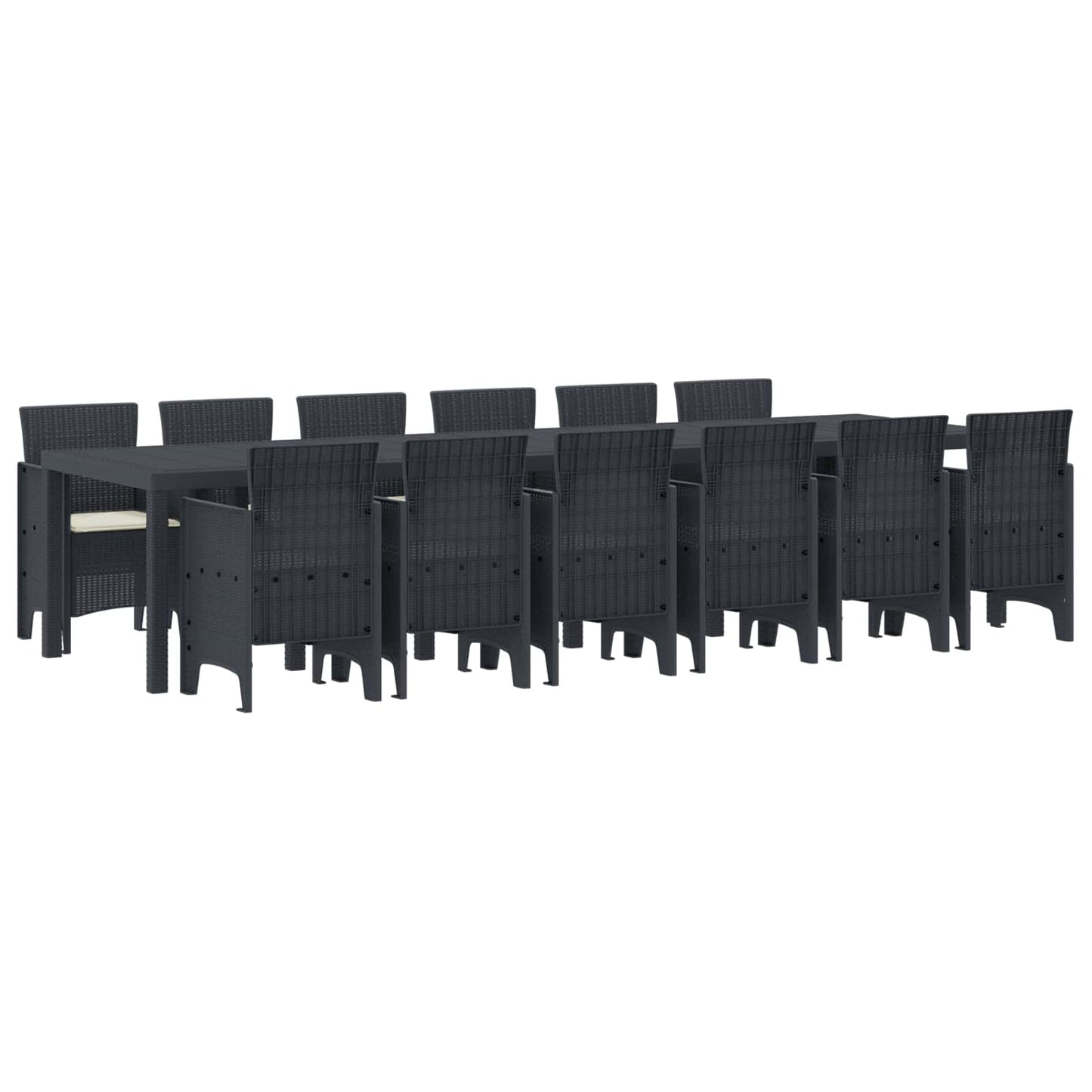 Set da Pranzo per Giardino 13 pcs Antracite Rattan Polt