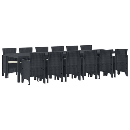 Set da Pranzo per Giardino 13 pcs Antracite Rattan Polt