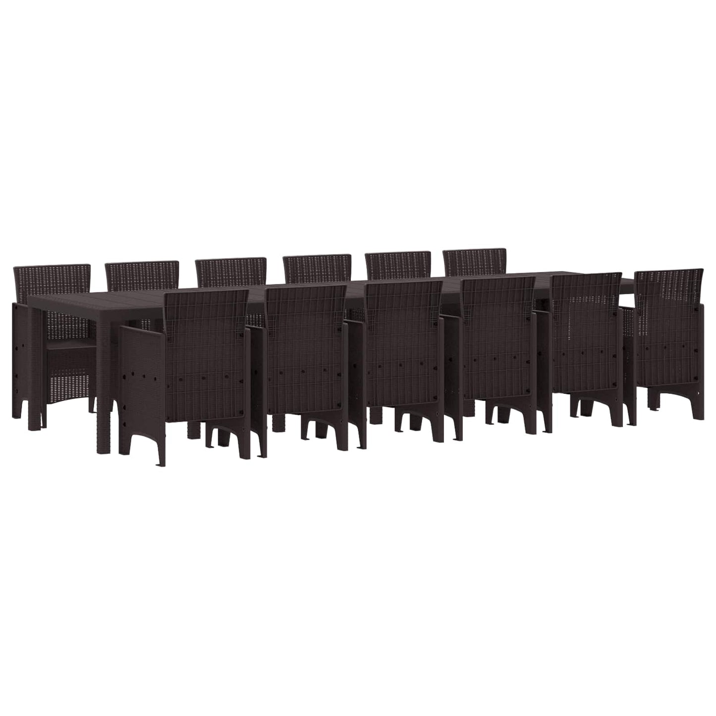 Set da Pranzo per Giardino 13 pcs Marrone Rattan Polt