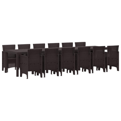 Set da Pranzo per Giardino 13 pcs Marrone Rattan Polt