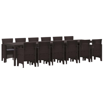 Set da Pranzo per Giardino 13 pcs Marrone Rattan Polt