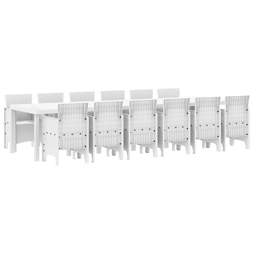 Set da Pranzo per Giardino 13 pcs Bianco Rattan Polt