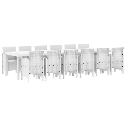 Set da Pranzo per Giardino 13 pcs Bianco Rattan Polt