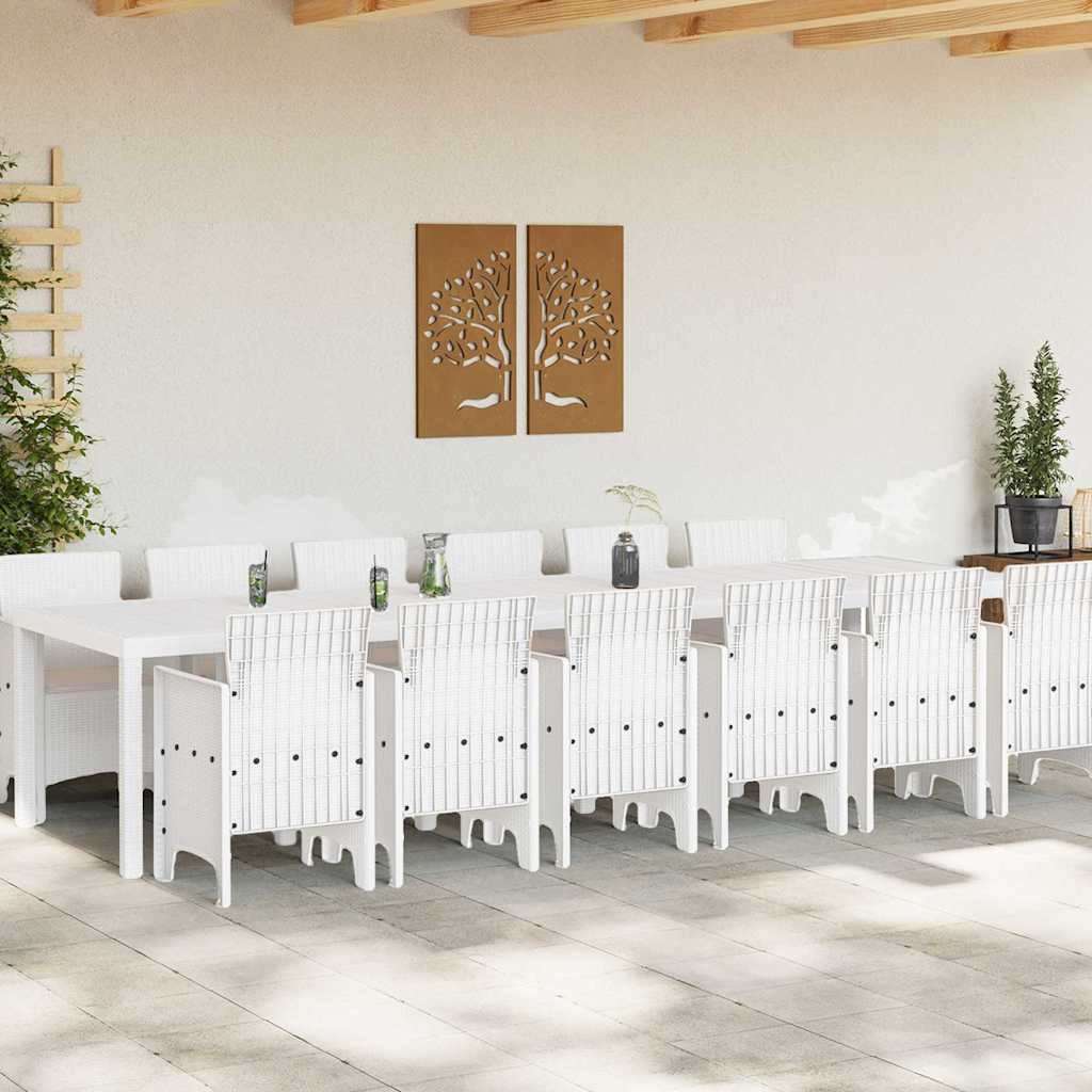 Set da Pranzo per Giardino 13 pcs Bianco Rattan Polt