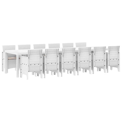 Set da Pranzo per Giardino 13 pcs Bianco Rattan Polt