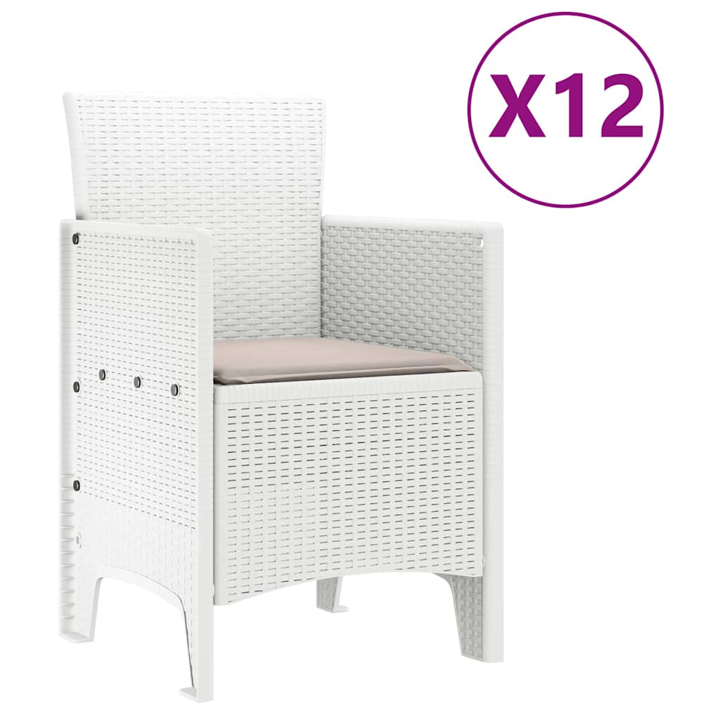 Set da Pranzo per Giardino 13 pcs Bianco Rattan Polt