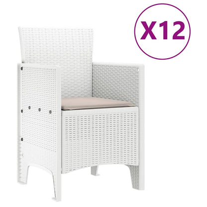 Set da Pranzo per Giardino 13 pcs Bianco Rattan Polt