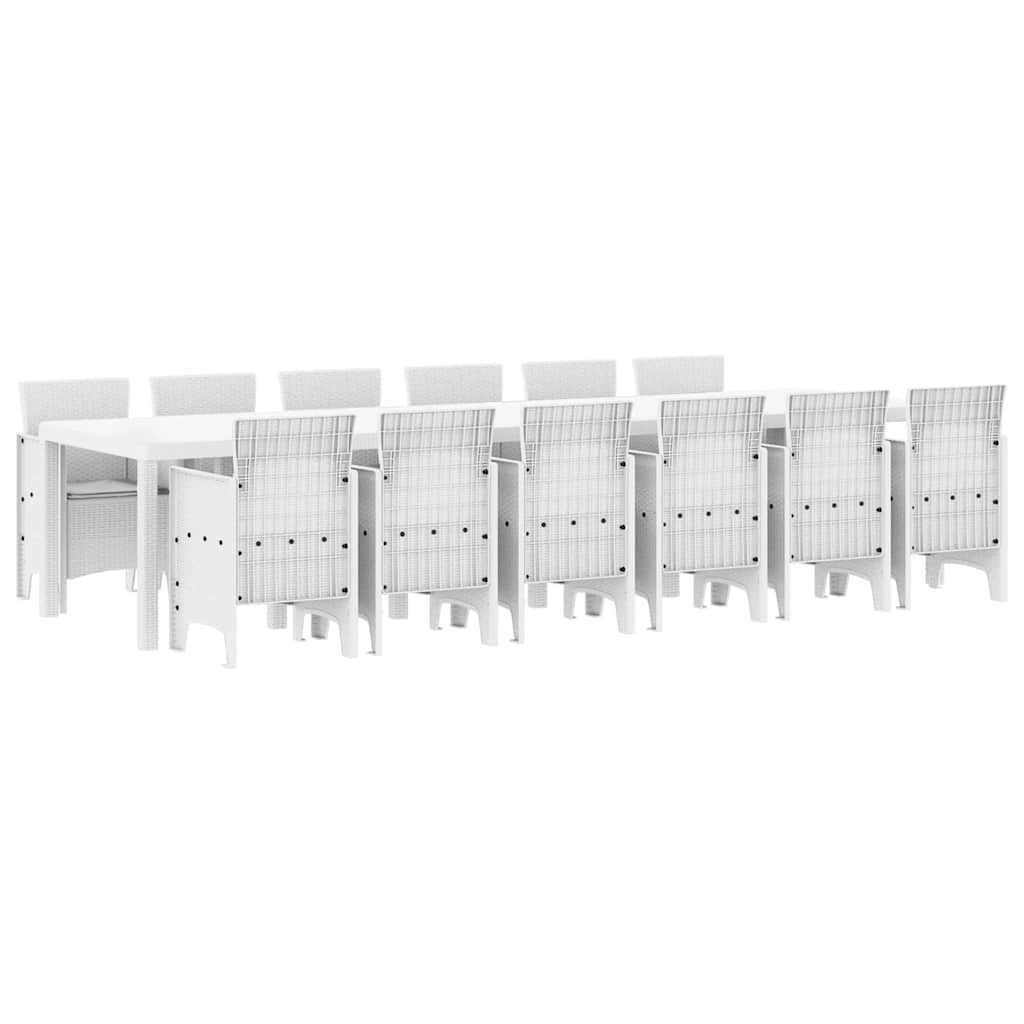 Set da Pranzo per Giardino 13 pcs Bianco Rattan Polt