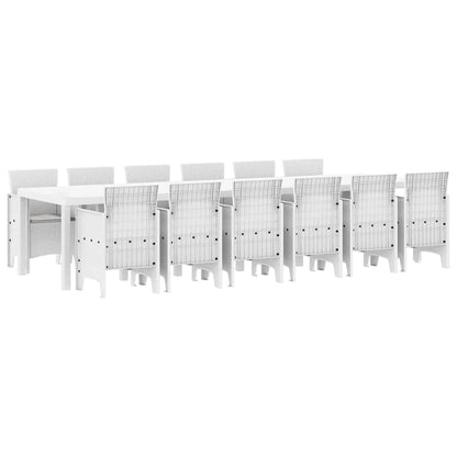 Set da Pranzo per Giardino 13 pcs Bianco Rattan Polt
