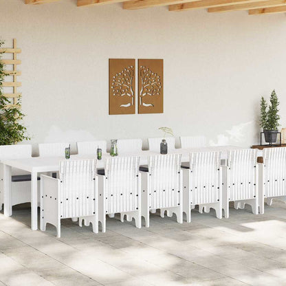 Set da Pranzo per Giardino 13 pcs Bianco Rattan Polt