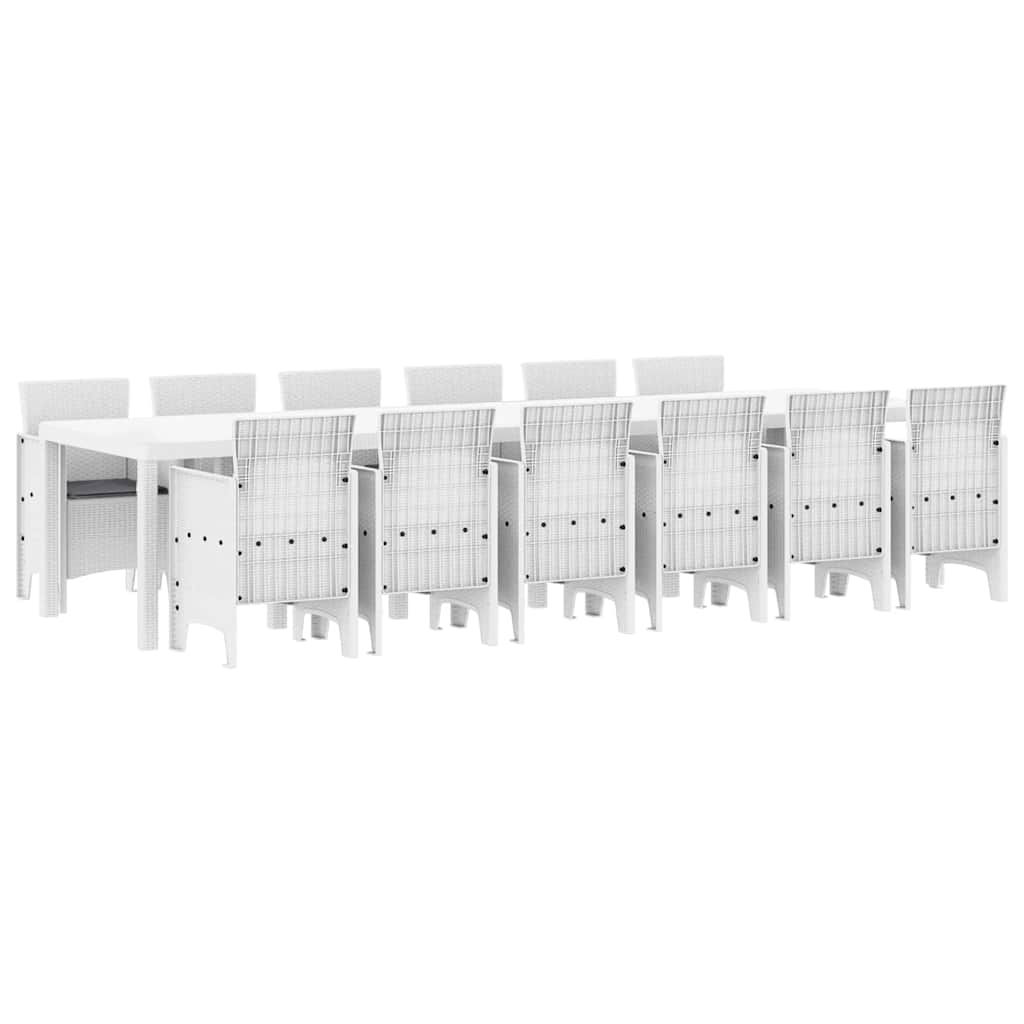 Set da Pranzo per Giardino 13 pcs Bianco Rattan Polt