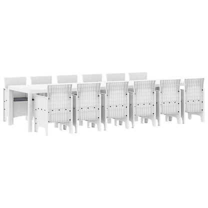 Set da Pranzo per Giardino 13 pcs Bianco Rattan Polt