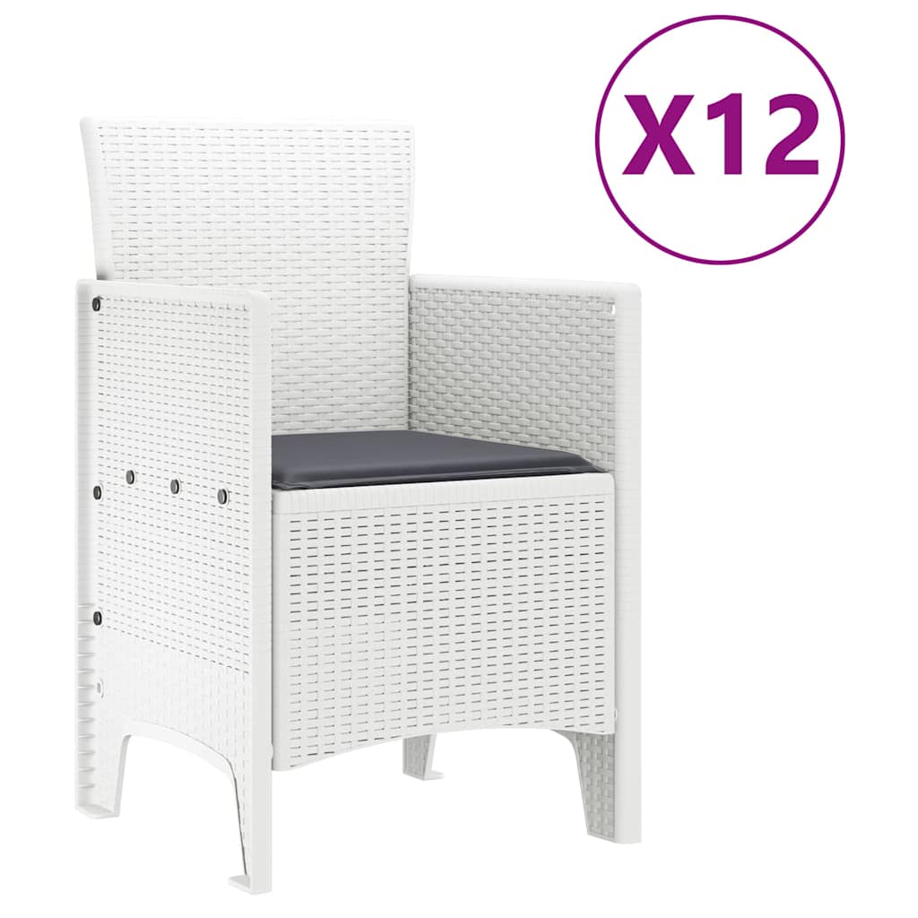 Set da Pranzo per Giardino 13 pcs Bianco Rattan Polt