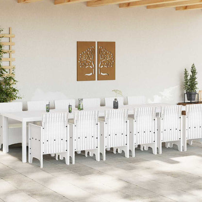 Set da Pranzo per Giardino 13 pcs Bianco Rattan Polt