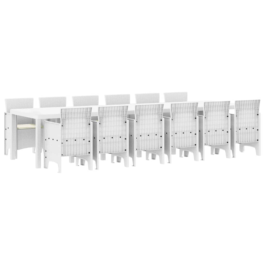 Set da Pranzo per Giardino 13 pcs Bianco Rattan Polt