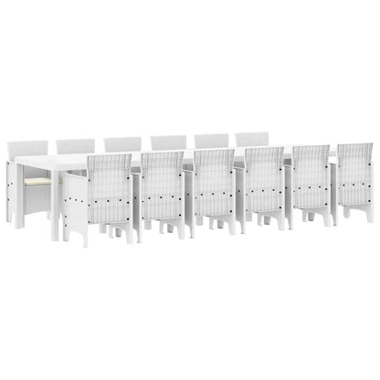 Set da Pranzo per Giardino 13 pcs Bianco Rattan Polt