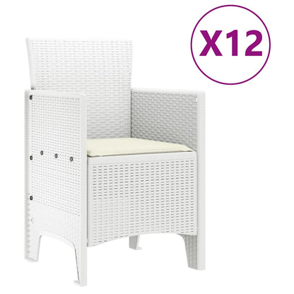 Set da Pranzo per Giardino 13 pcs Bianco Rattan Polt