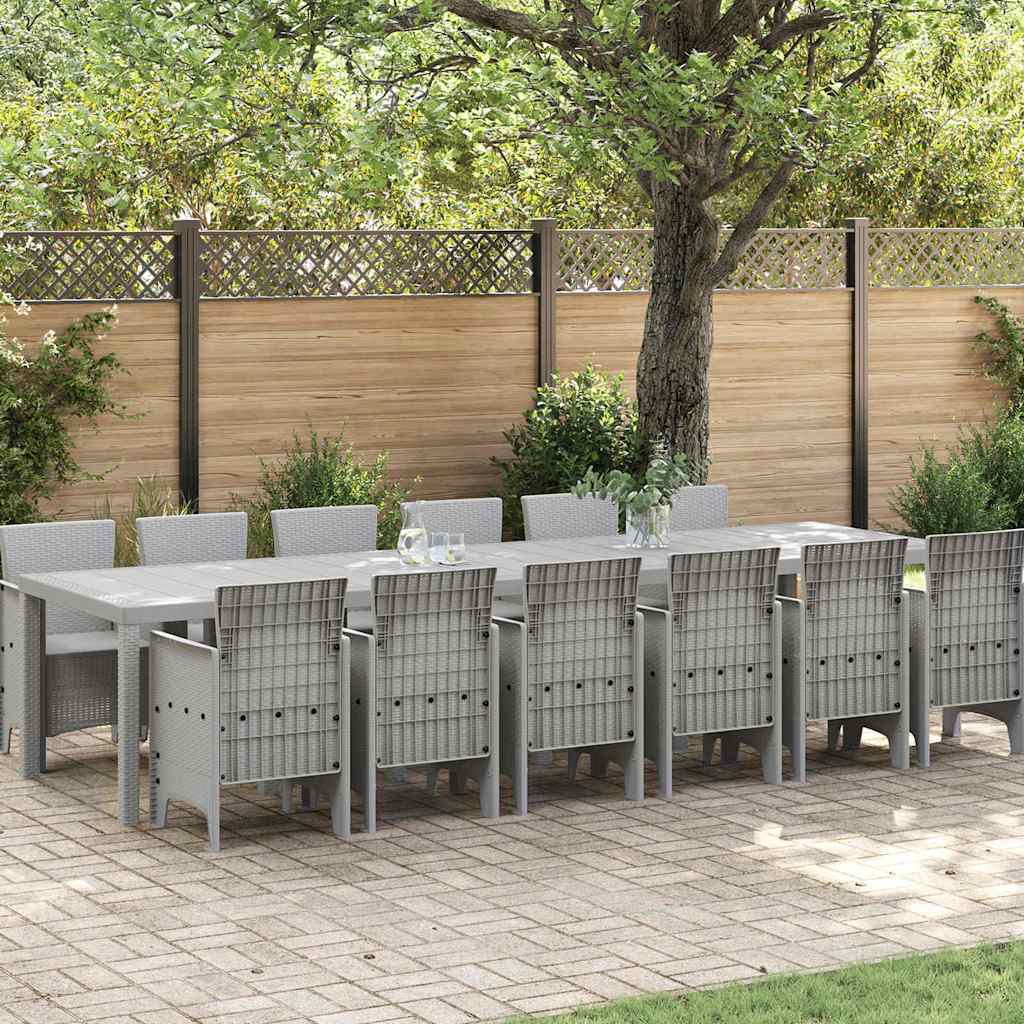 Set da Pranzo per Giardino 13 pcs Grigio chiaro Rattan Polt