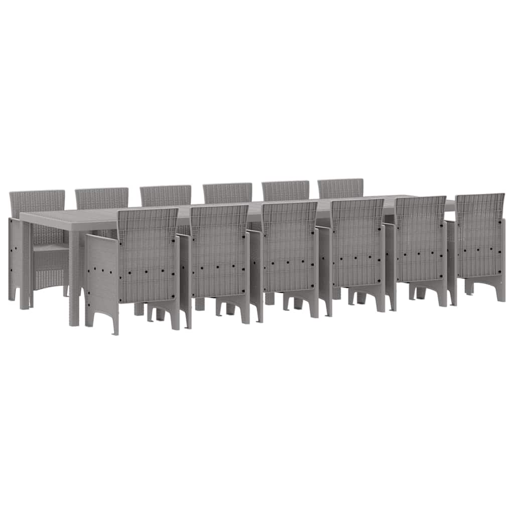 Set da Pranzo per Giardino 13 pcs Grigio chiaro Rattan Polt