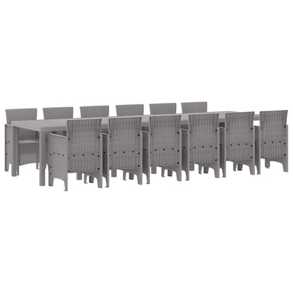 Set da Pranzo per Giardino 13 pcs Grigio chiaro Rattan Polt