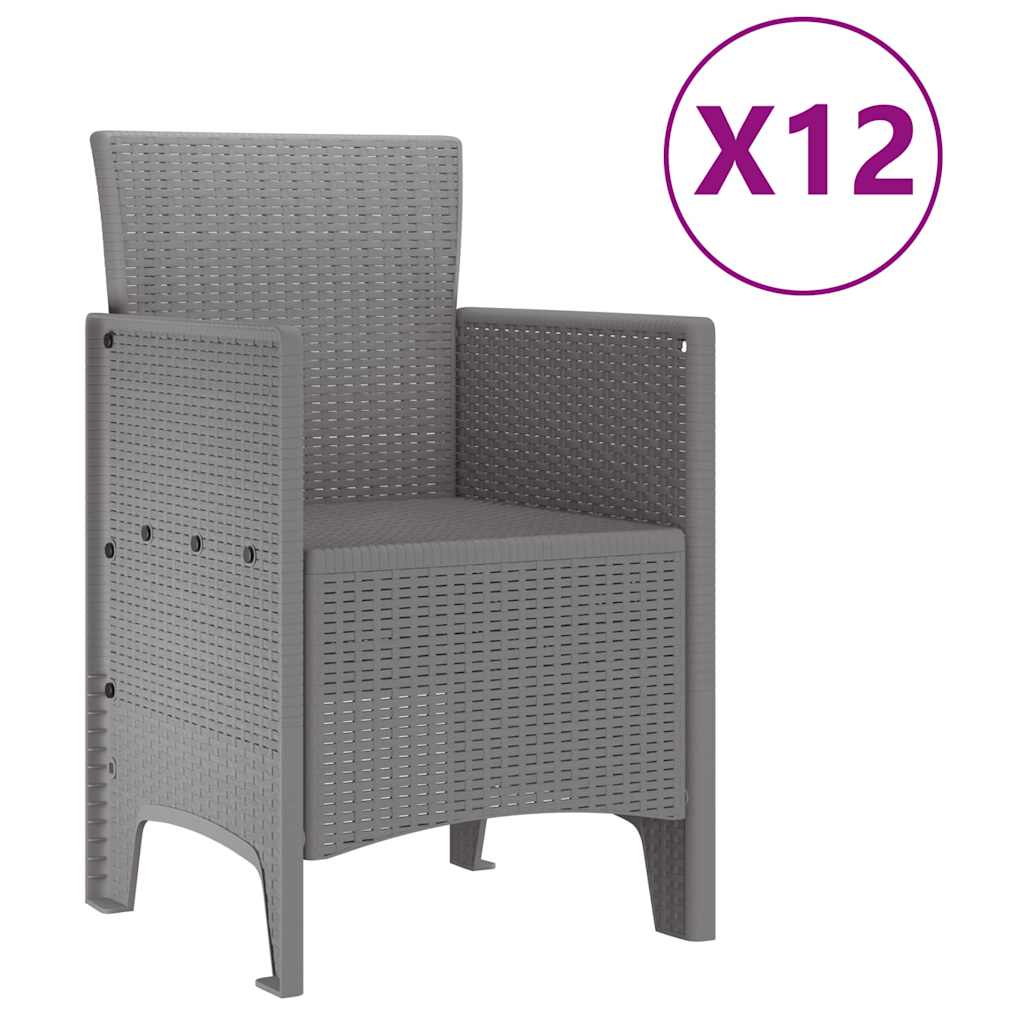 Set da Pranzo per Giardino 13 pcs Grigio chiaro Rattan Polt