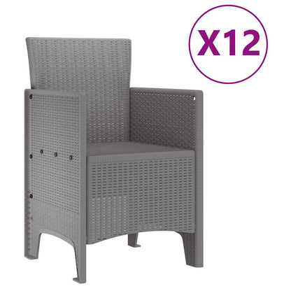 Set da Pranzo per Giardino 13 pcs Grigio chiaro Rattan Polt
