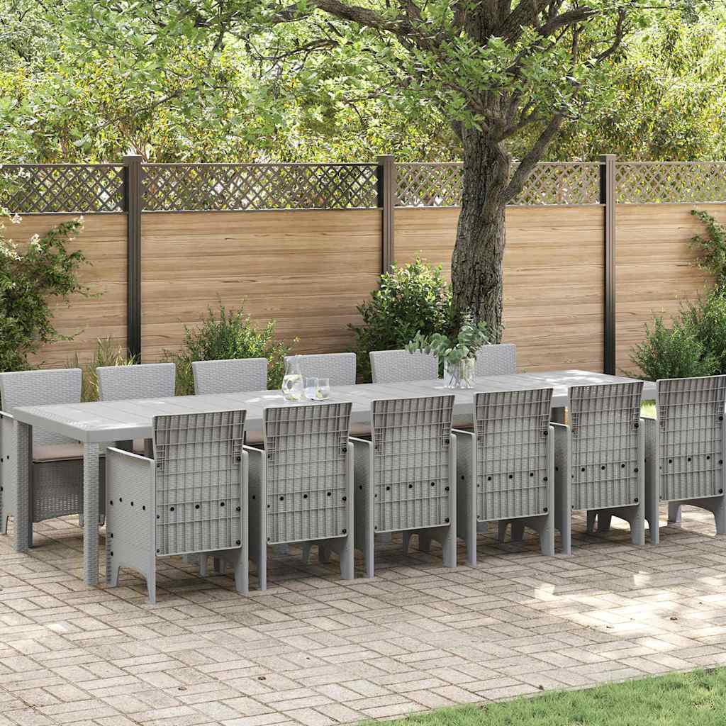 Set da Pranzo per Giardino 13 pcs Grigio chiaro Rattan Polt