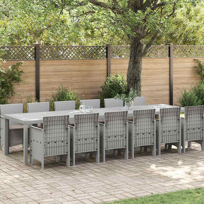 Set da Pranzo per Giardino 13 pcs Grigio chiaro Rattan Polt