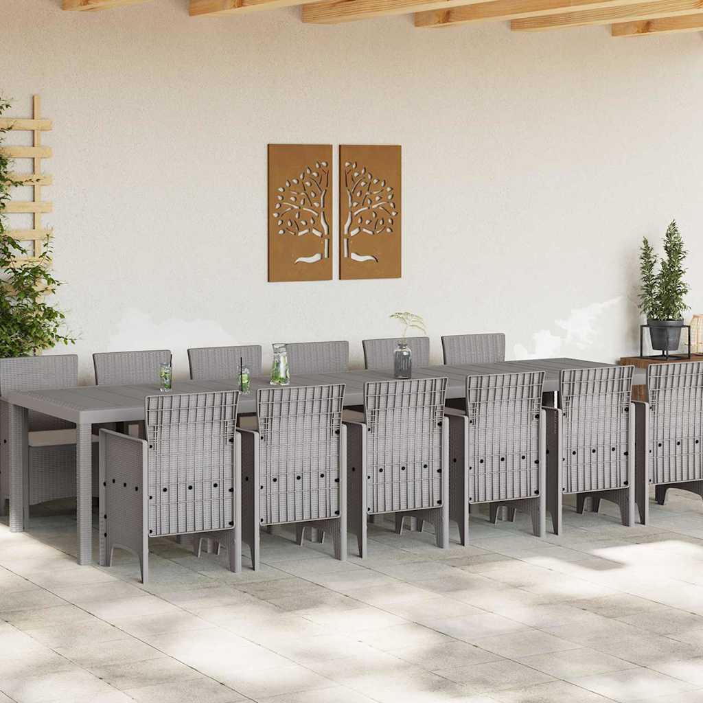 Set da Pranzo per Giardino 13 pcs Grigio chiaro Rattan Polt