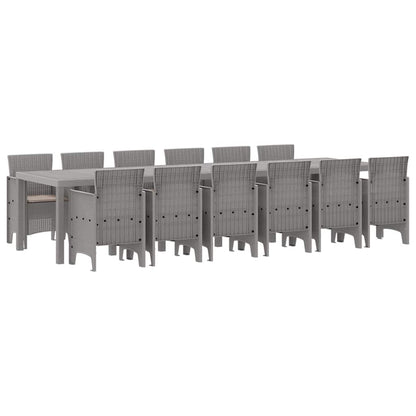 Set da Pranzo per Giardino 13 pcs Grigio chiaro Rattan Polt