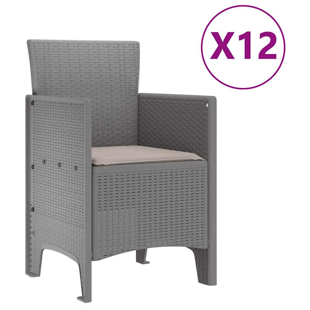 Set da Pranzo per Giardino 13 pcs Grigio chiaro Rattan Polt