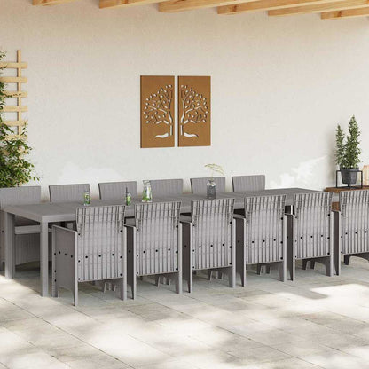 Set da Pranzo per Giardino 13 pcs Grigio chiaro Rattan Polt